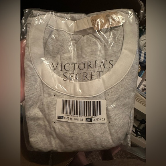 Victoria’s Secret Pink Grey Freya Tie Dye Logo Campus Ringer & Baggy Sweats - Picture 10 of 11